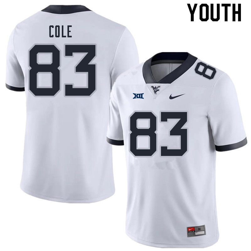 NCAA Youth CJ Cole West Virginia Mountaineers White #83 Nike Stitched Football College Authentic Jersey IN23I00NQ